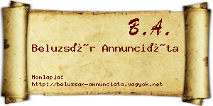 Beluzsár Annunciáta névjegykártya
